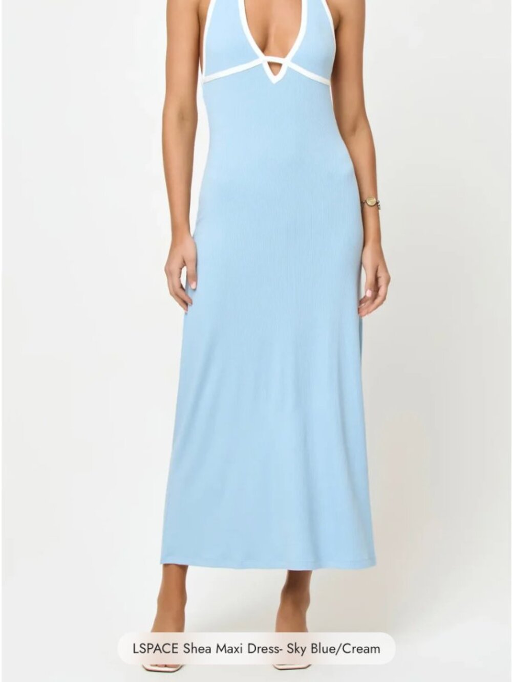 NWT!! Lspace Shea Maxi Dress- Sky Blue/Cream